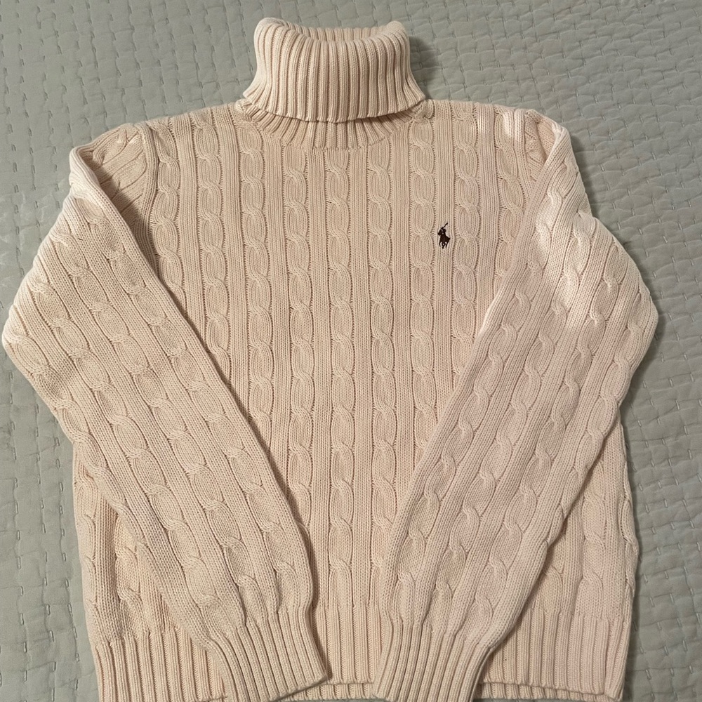 RL Sport Cable Turtleneck Sweater Lg
